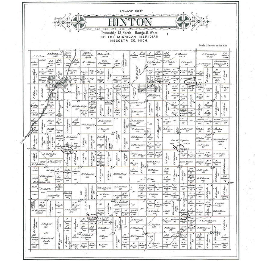 1900 Plat map of Hinton Township