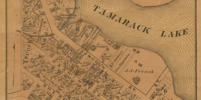 Historic map of residential areas next to Tamarack Lake