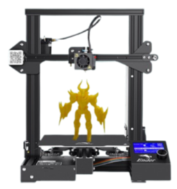 3D Printer with yellow action figure standing on it