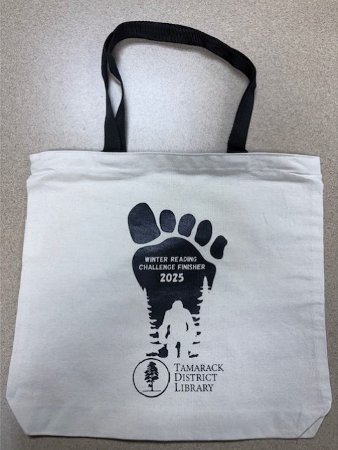 Canvas bag with winter reading and library logo