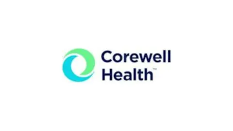 Light Blue/light green open circle and name of Corewell Health