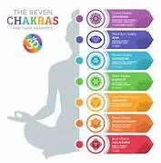 Picture of half of the human body and the list of what and where each body chakra is located.