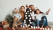 A family of four holiday photo 