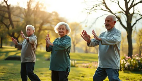 Seniors doing Tai Chi