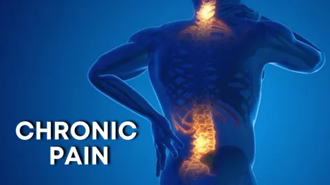 The back of person with hotspots highlighting chronic pain in the back and neck.