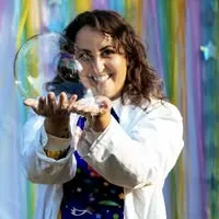 Angelina holding a bubble