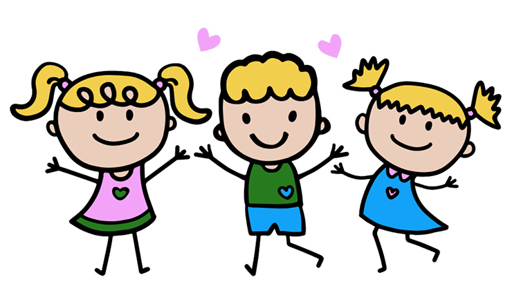 Wiggles and Giggles graphic illustration of three smiling children