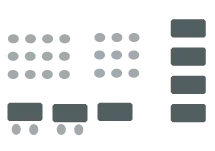 2 rows of chairs with aisle in middle and 1 row of classroom tables
